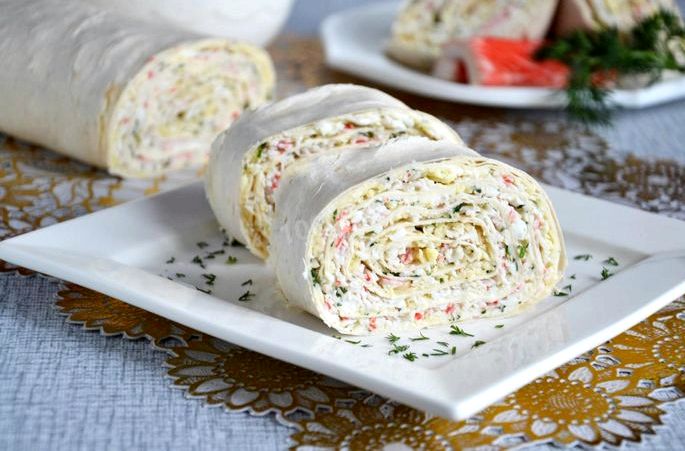 Лаваш с крабовыми палочками и сыром крабовыми палочками